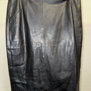 Able Black Leather Pencil Skirt